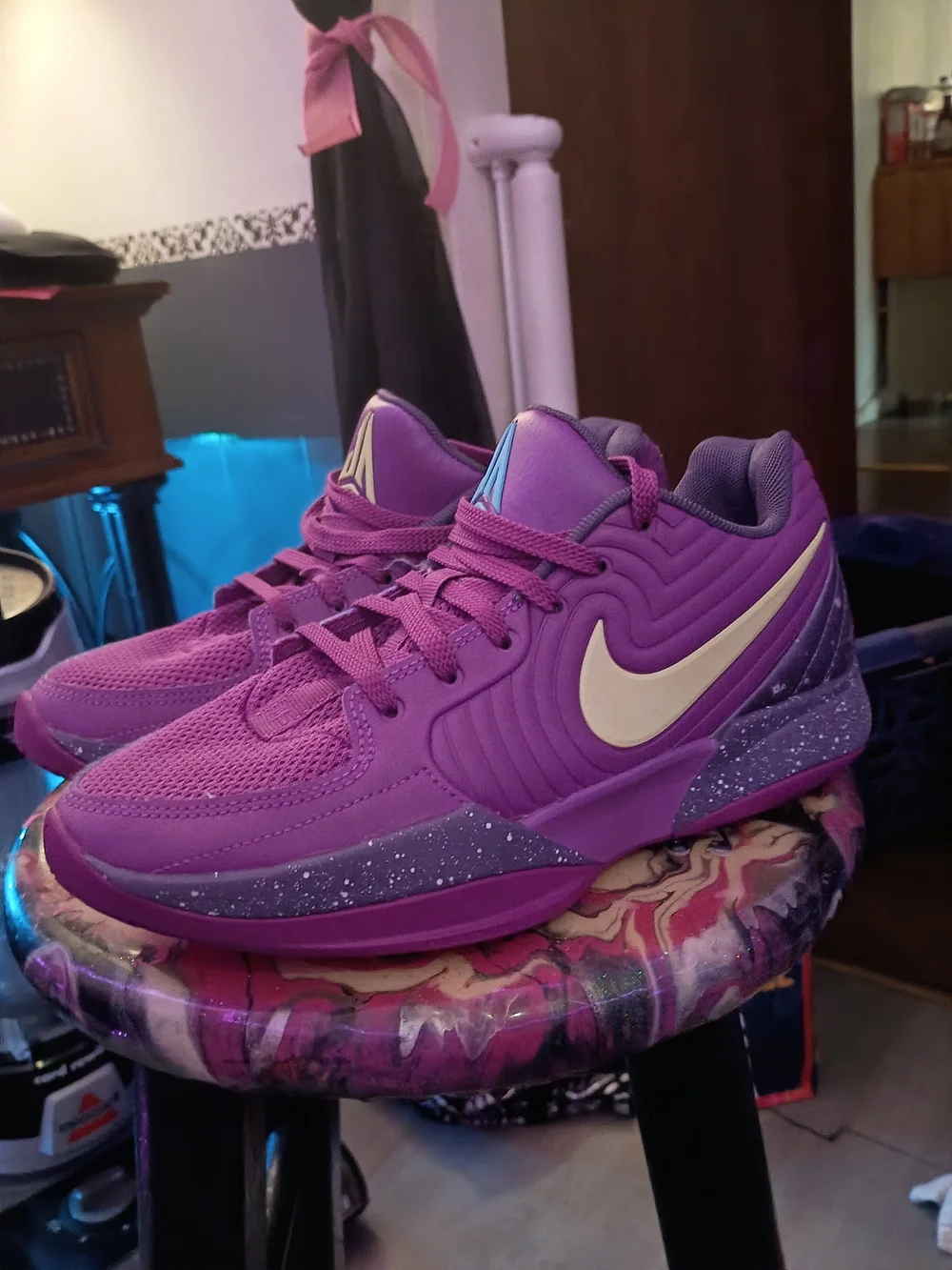 Nike Purple Ja 2 Stargazers Basketball Sneakers with Light Blue Swoosh